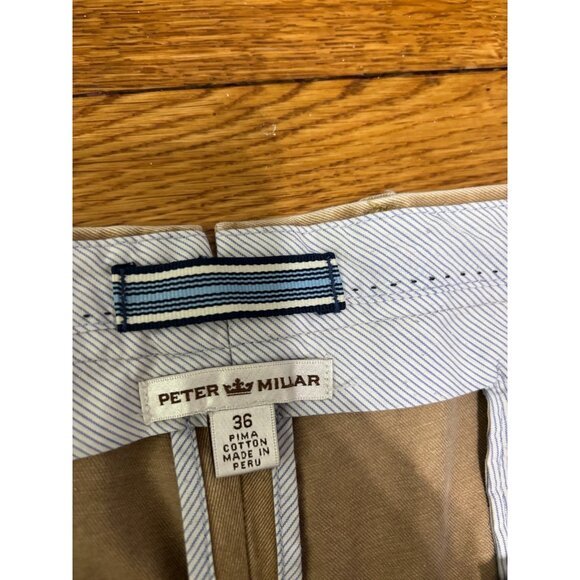 Peter Millar Mens Chino Khaki Pants Sz 36x26 Beige Pima Cotton Twill Flat Front - Picture 3 of 8